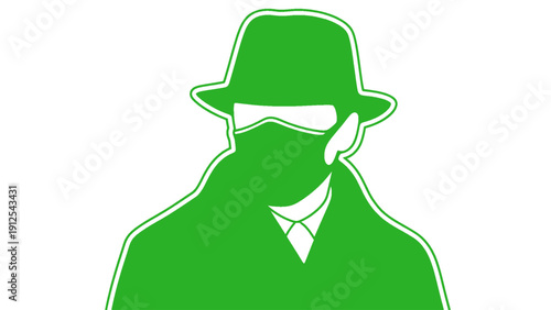 A simple silhouette illustration of a detective or spy figure suitable for investigation and mystery themes.