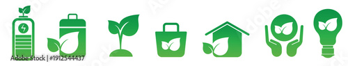 Biodegradable and eco friendly icon set in flat vector style.