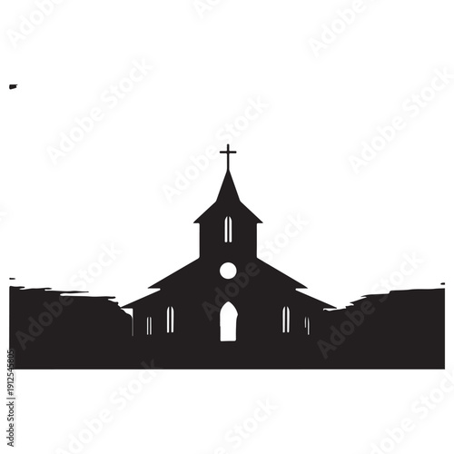 Church Silhouette in Simple Minimalist Faith Symbol