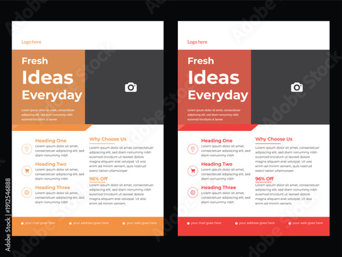 Corporate Flyer Layout with Graphic Elements and Orange Accents a bundle of 4 templates of different colors a4 flyer template, modern business flyer template, abstract business flyer and creative desi