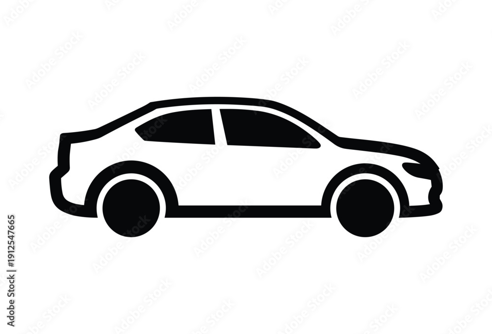 Obraz premium Simple black and white illustration of a car on white background