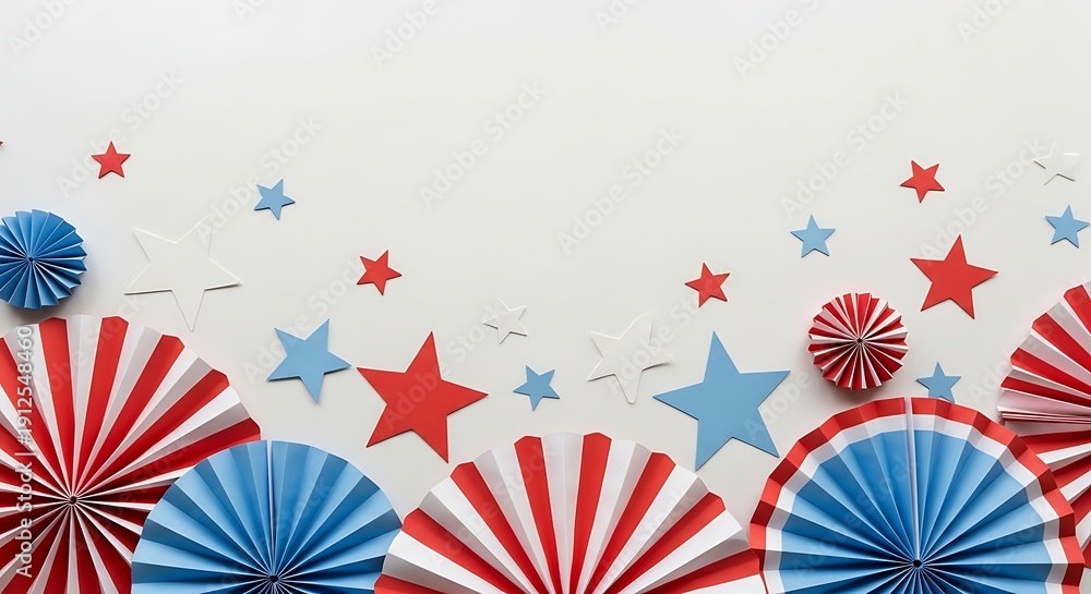 Obraz premium Celebrating labor day with patriotic fan decorations and star spangled festivities