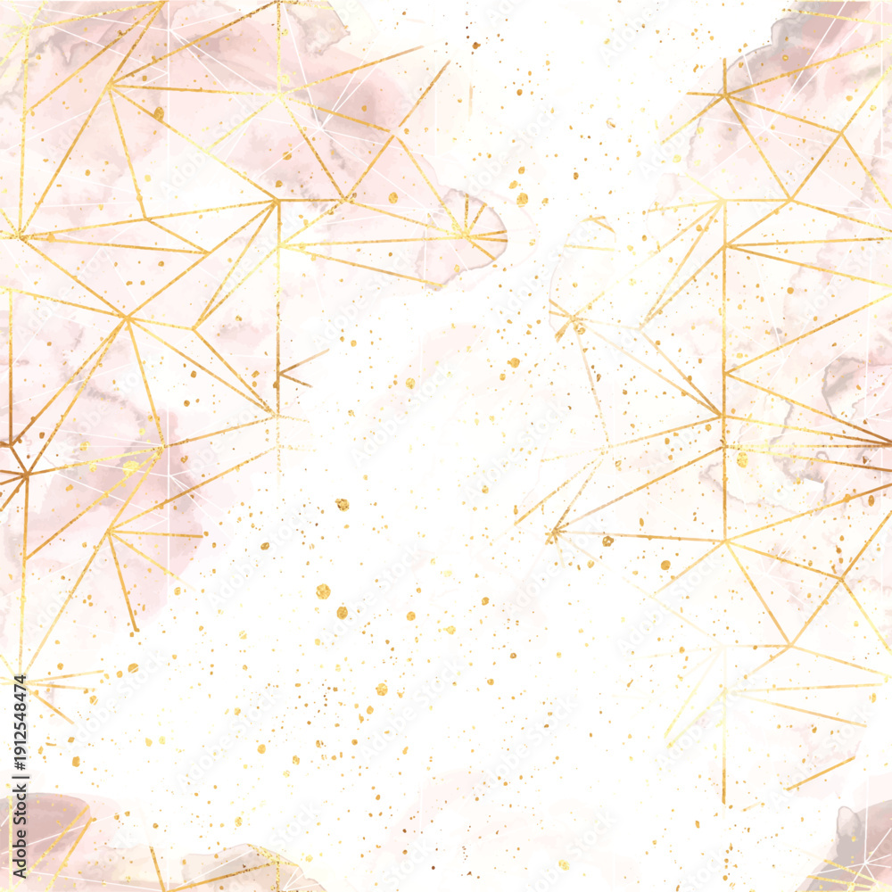 Obraz premium Elegant Gold Geometric Lines with Blush Watercolor Texture