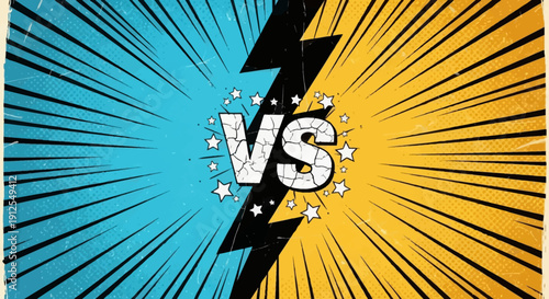 Versus background with blue and yellow colors and lightning effect.