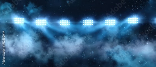 Stadium background with blue lights and smoke, perfect for sports promotions, social media graphics, artistic compositions, and promotional materials. The dynamic effect adds excitement and modernity.