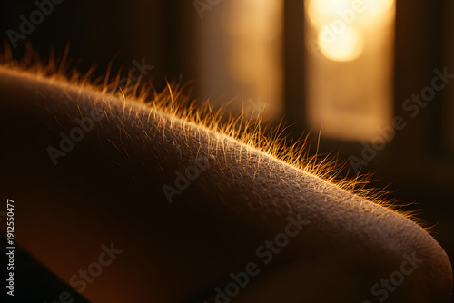 Close up of goosebumps, a reflex of hair follicles with an isolated background