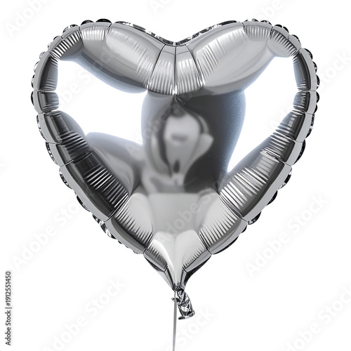 Elegant silver heart foil balloon with textured surface and metallic luster for modern party decor elements