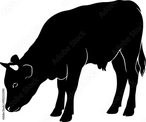 baby cow silhouette vector illustration