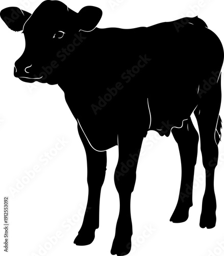 baby cow silhouette vector illustration