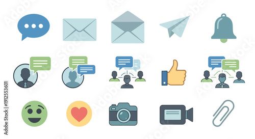 Social Media Icons Set for Communication.