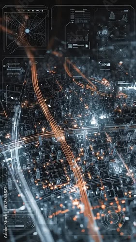 Futuristic Cityscape Data Overlay - Advanced Urban Technology