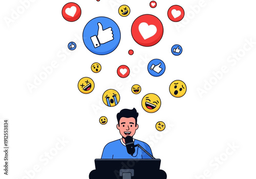 Man Creating Social Media Content Online.