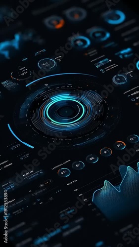 Futuristic Interface Technology Display with Data Visualization