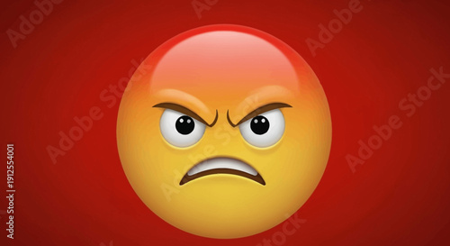 Angry Yellow Emoji Face Expression Emotion.