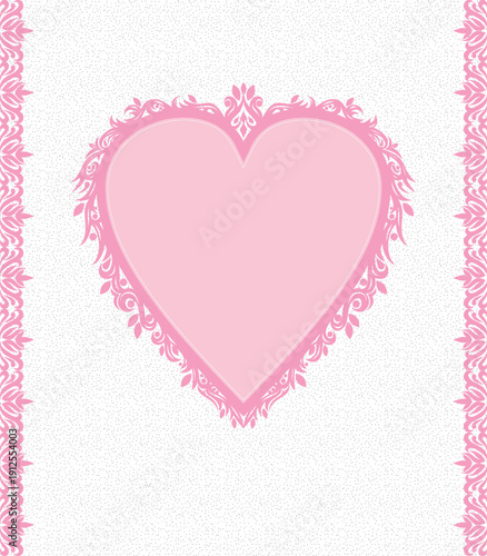 Beautiful lace heart and flower trim for romantic projects vector
