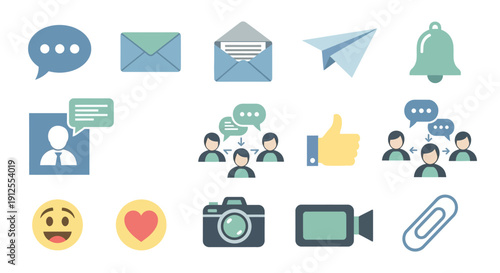 Collection of Social Media Icons and Symbols.