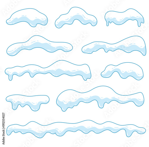 Cartoon snow banks and icicles for winter holiday themes vector