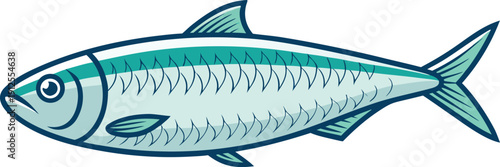 Realistic Colourful Herring Illustration. Herring Fish Swimming Scene.  Herring Marine Life. Herring Fish Ocean Portrait. Realistic Herring Underwater Scene. Vibrant Herring Fish Illustration