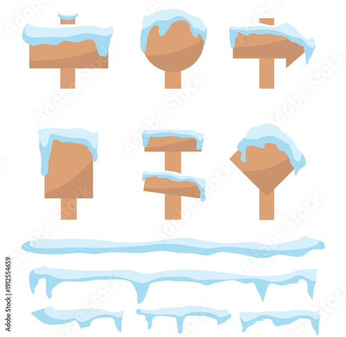 Winter snow drifts and icy icicle borders for design vector