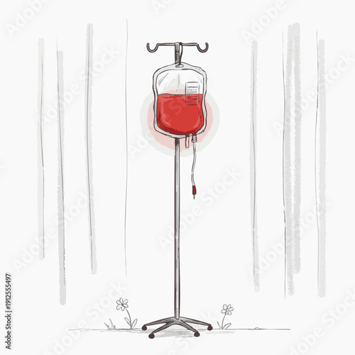 Blood bag, drip, stand, transfusion illustration