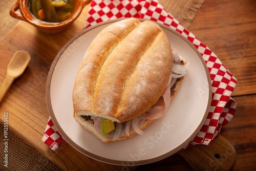 Wallpaper Mural Mexican ham sandwich, in Mexico it is called Torta de Jamon, it is the most popular of the Mexican Tortas and the recipe varies depending on who prepares it, made with bolillo o telera bread. Torontodigital.ca