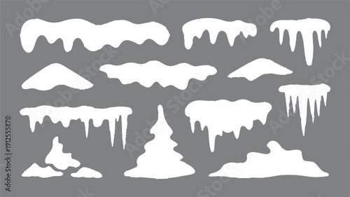 Stylized Winter Snow and Ice Forms A Vector Set of Caps, Icicles, and Drifts for Seasonal Design