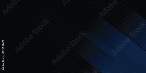 Abstract Black Background with Elegant Midnight Blue Diagonal Geometric Layers