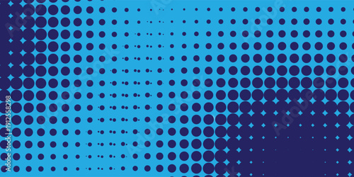 Abstract Azure Blue Background with Bold Midnight Blue Halftone Dots