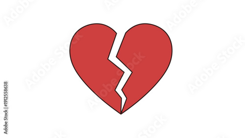 Billede på lærred Broken Heart Symbol Red Icon.