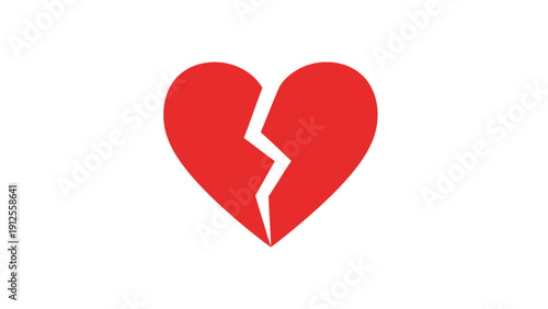 Obraz na plátně Broken Heart Symbol Red Icon.