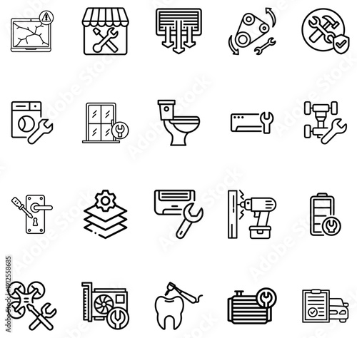 Collection of service and repair for various industries and wrench tools