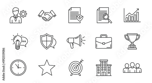 Business icons representing growth strategy and success a silhouette