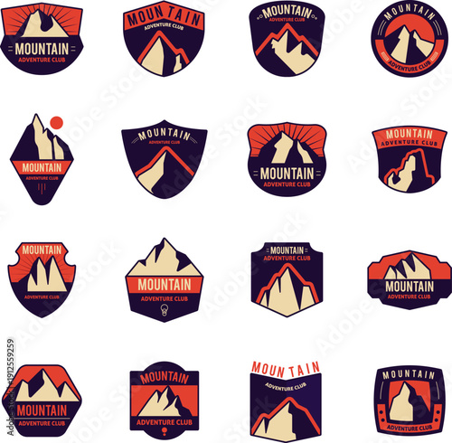 Adventure awaits climbing symbol for mountain sports club identity vector