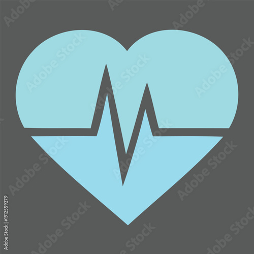 Flat heart icon with ECG heartbeat line. Modern medical and healthcare symbol isolated on white background. Simple vector illustration suitable for hospital, cardiology, health app, fitness and medica