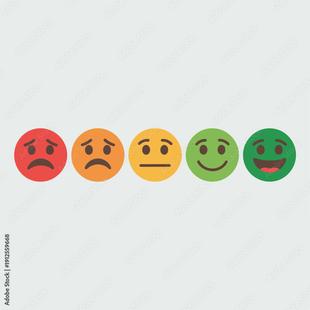 Naklejka premium Flat Vector Customer Feedback Emoji Scale