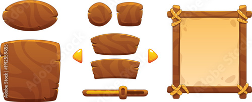 Interactive pirate menu kit with steering wheel and cannons vector