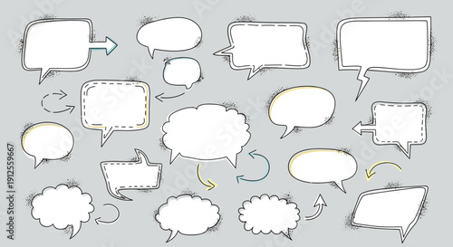Hand-drawn speech bubbles and arrows, perfect for adding creative flair to your designs and messages