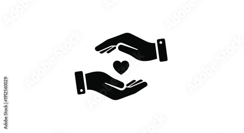 Two hands gently cradling a heart shape a protective gesture silhouette
