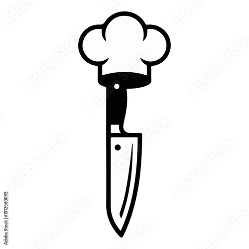 Chef knife with a chef hat representing cooking and culinary