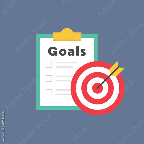 Goals and Target Achievement Concept Flat Vector