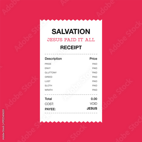 Salvation Jesus Paid It All Receipt Christian Typography