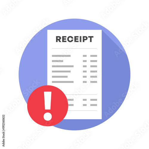 Receipt Warning Icon Financial Document