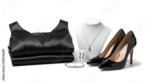 stylish black footwear collection with formal shoes and high heels isolated on white background fashion elegance concept for modern lifestyle and footwear marketing