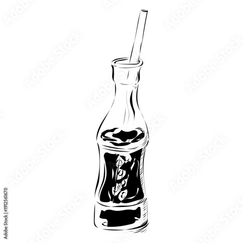Flasche Softdrink mit Trinkhalm