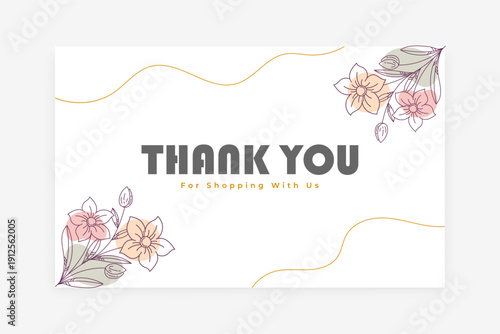  Elegant Thank You Card with Floral Line Art – Minimal Appreciation Greeting Design for shopping template 