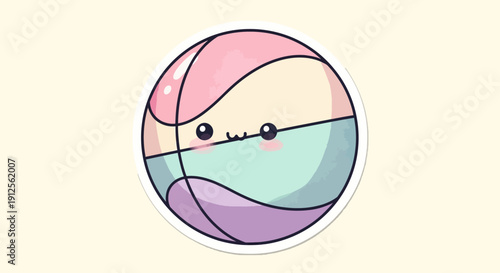 Cute kawaii pastel basketball with a sweet, happy face, perfect for sports and lifestyle designs