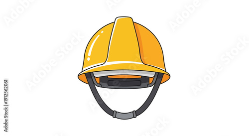 Essential yellow hard hat illustration, vital personal protective equipment for construction workers, industrial safety, and head protection on hazardous job sites