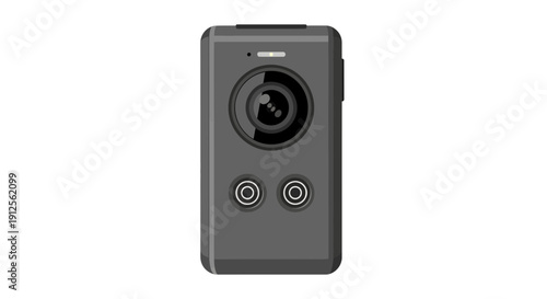 A high-tech camera device displayed on a plain surface viewed from directly above showing its sleek design and multiple lenses.