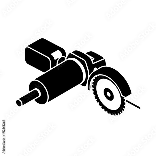 Modern cordless angle grinder icon black and white vector illustration of a battery powered hand tool