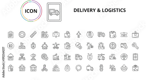 Delivery and logistics icons a collection of transportation and packaging symbols